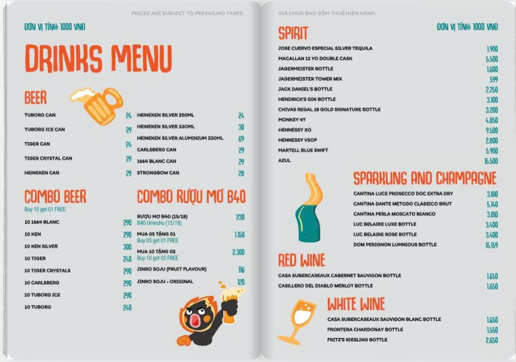Menu Quán B40 Đà Nẵng (8)