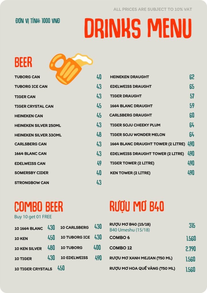 Menu Thực Đơn Quán Nhậu B40 Saigon (20)