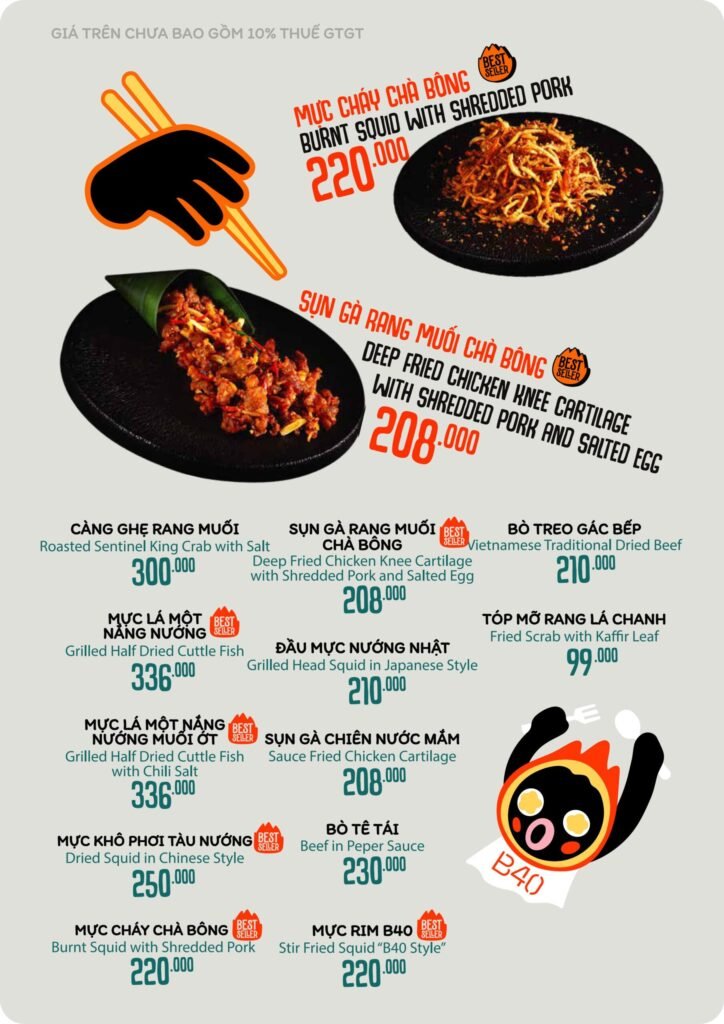 Menu Thực Đơn Quán Nhậu B40 Saigon (6)