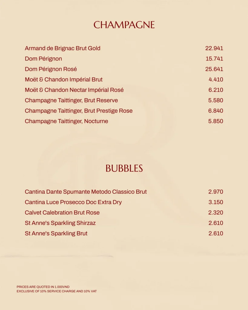 Menu Rever Lounge Cruise Thực Đơn (10)