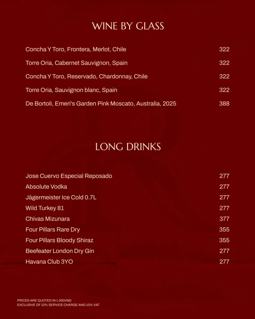 Menu Rever Lounge Cruise Thực Đơn (21)
