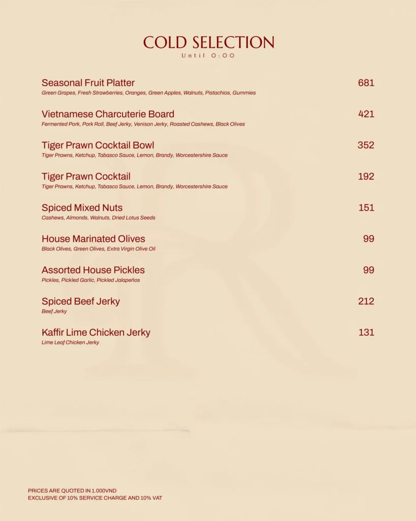 Menu Rever Lounge Cruise Thực Đơn (27)